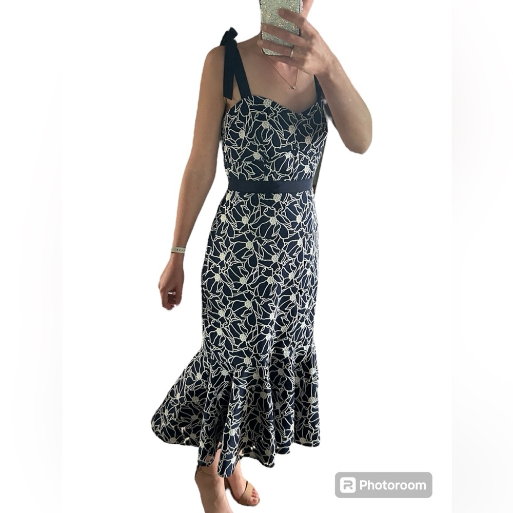 J. Crew Eyelet Midi Dress with Flounce Hem, size 0